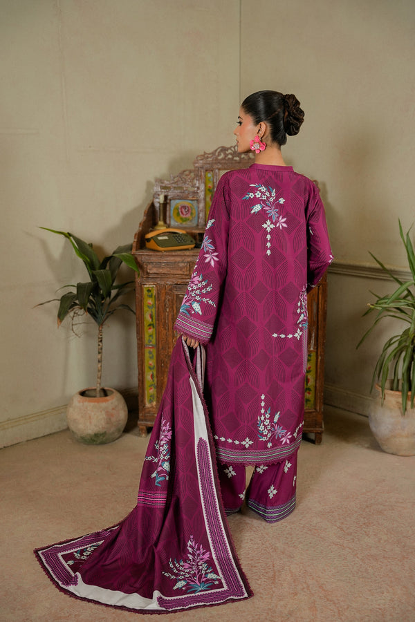 Jamun back view with printed khaddar dupatta