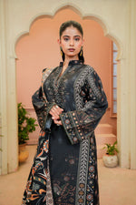 Zafraan printed khaddar shirt, three-quarter view