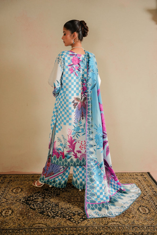 Parwaaz back view with printed khaddar dupatta