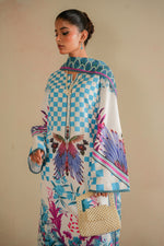 Parwaaz winged bird and checkerboard print detail